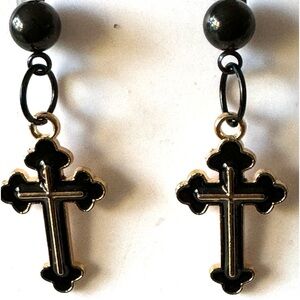 Black Cross Earrings